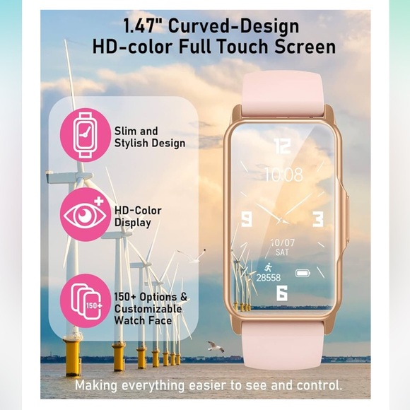 Smartwatch with Pink Strap - Picture 2 of 16